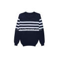 Pullover da uomo in maglia di cotone a righe con pettine a nido d'ape